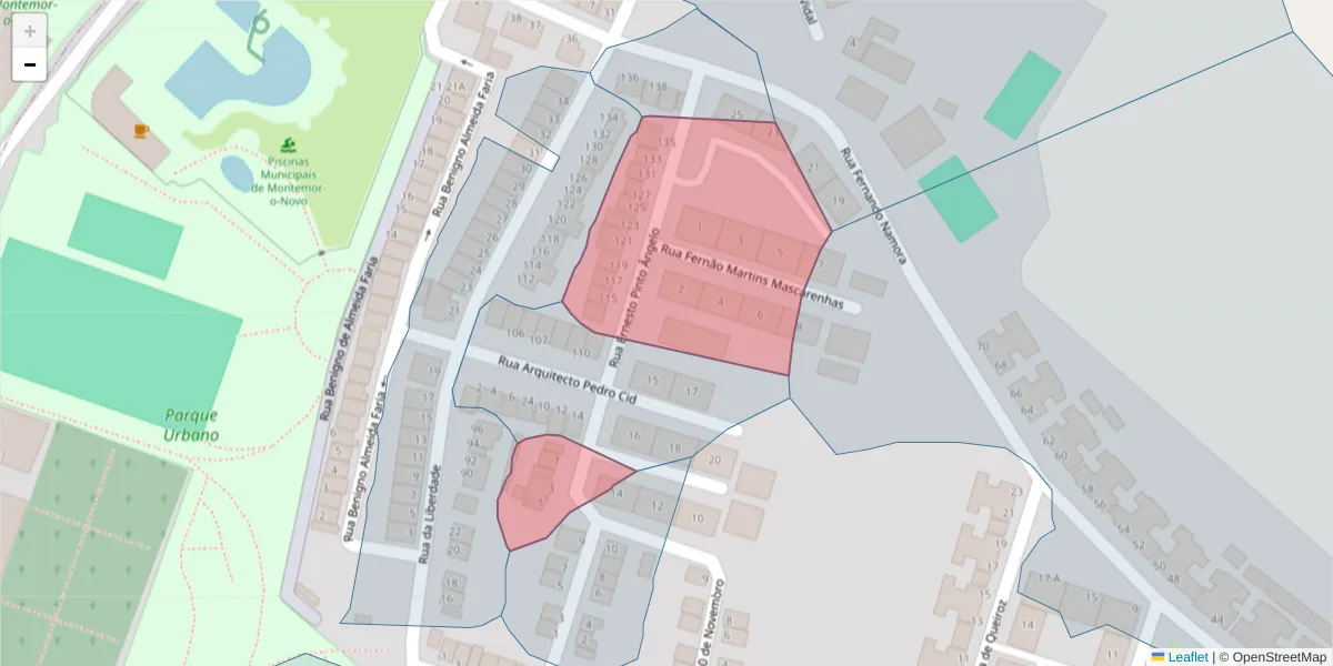 Mapa detalhado do código postal 7050-233 com limites, códigos postais vizinhos e agências dos correios