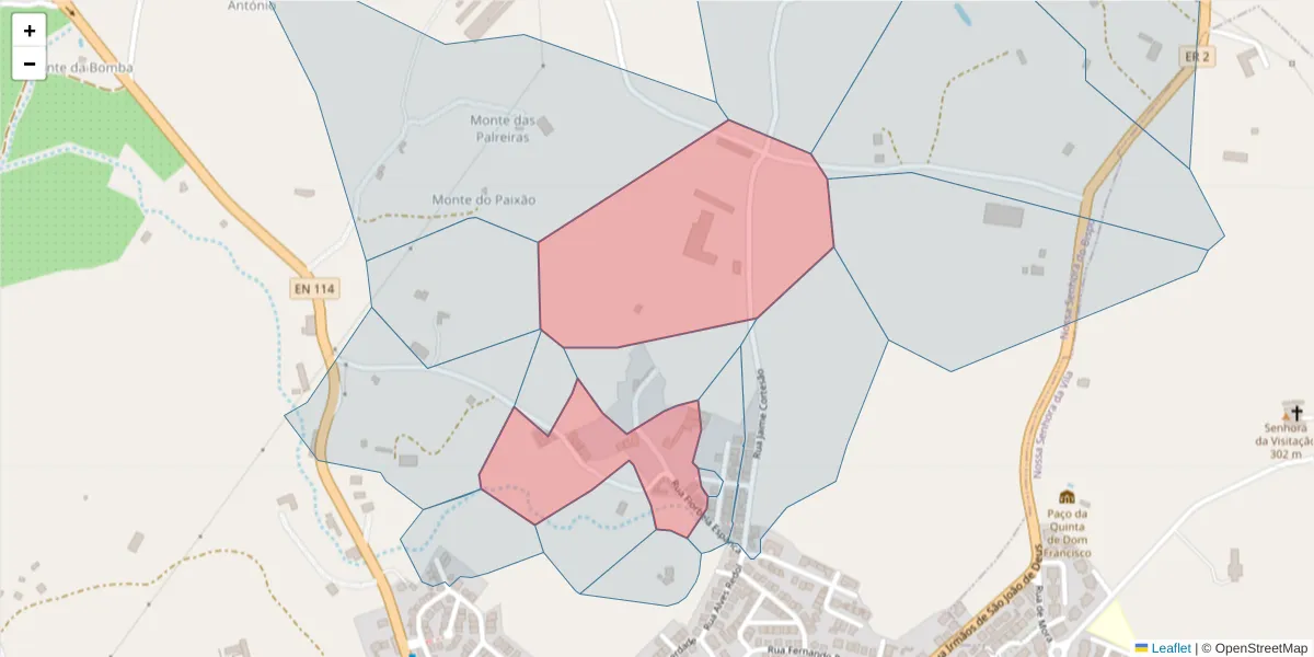Mapa detalhado do código postal 7050-240 com limites, códigos postais vizinhos e agências dos correios