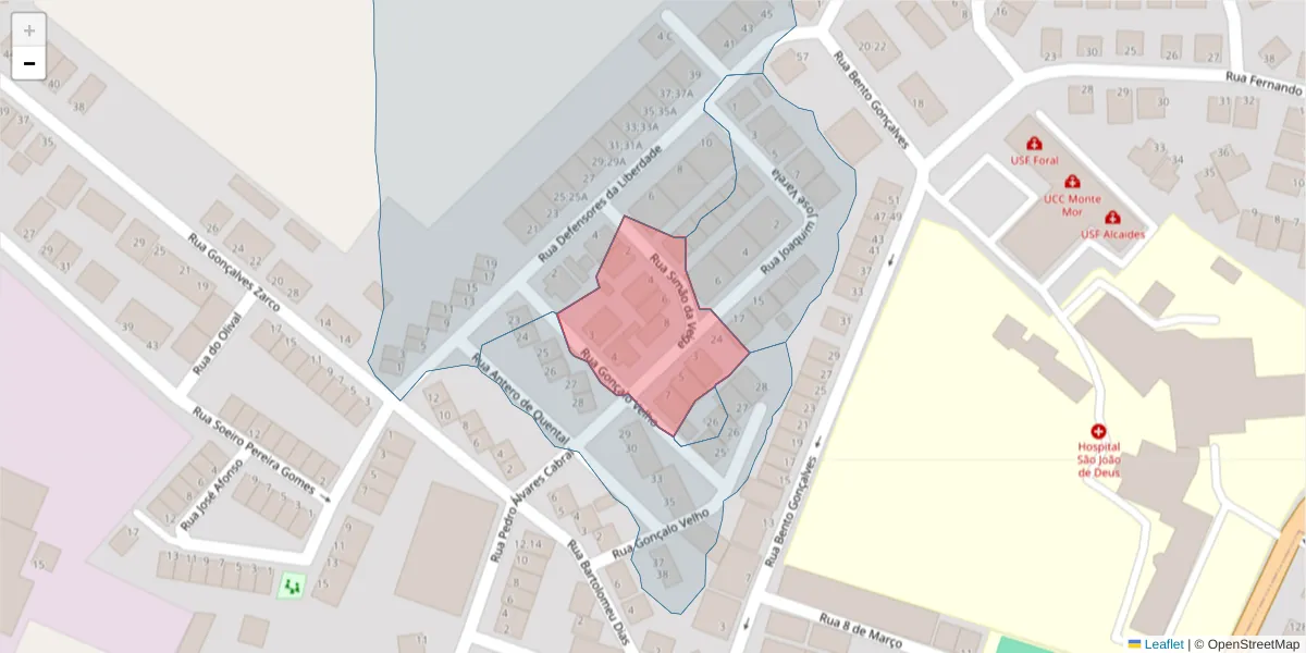 Mapa detalhado do código postal 7050-271 com limites, códigos postais vizinhos e agências dos correios