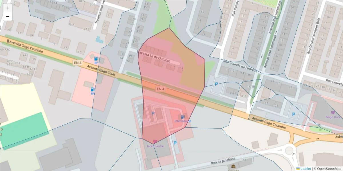 Mapa detalhado do código postal 7050-276 com limites, códigos postais vizinhos e agências dos correios