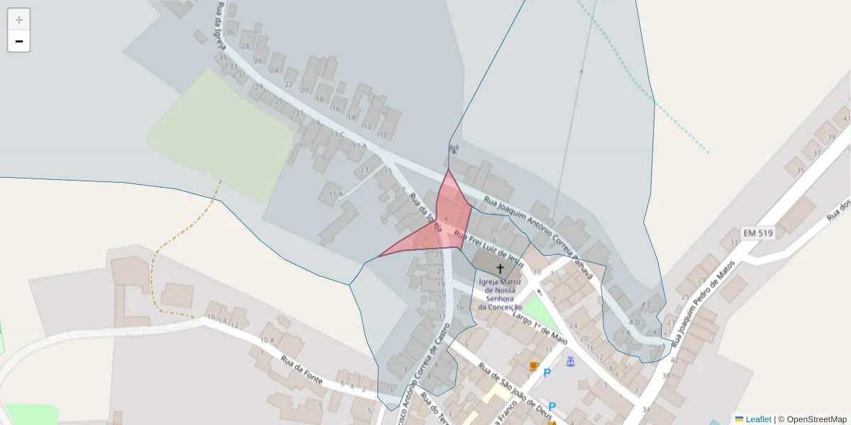 Mapa detalhado do código postal 7050-403 com limites, códigos postais vizinhos e agências dos correios