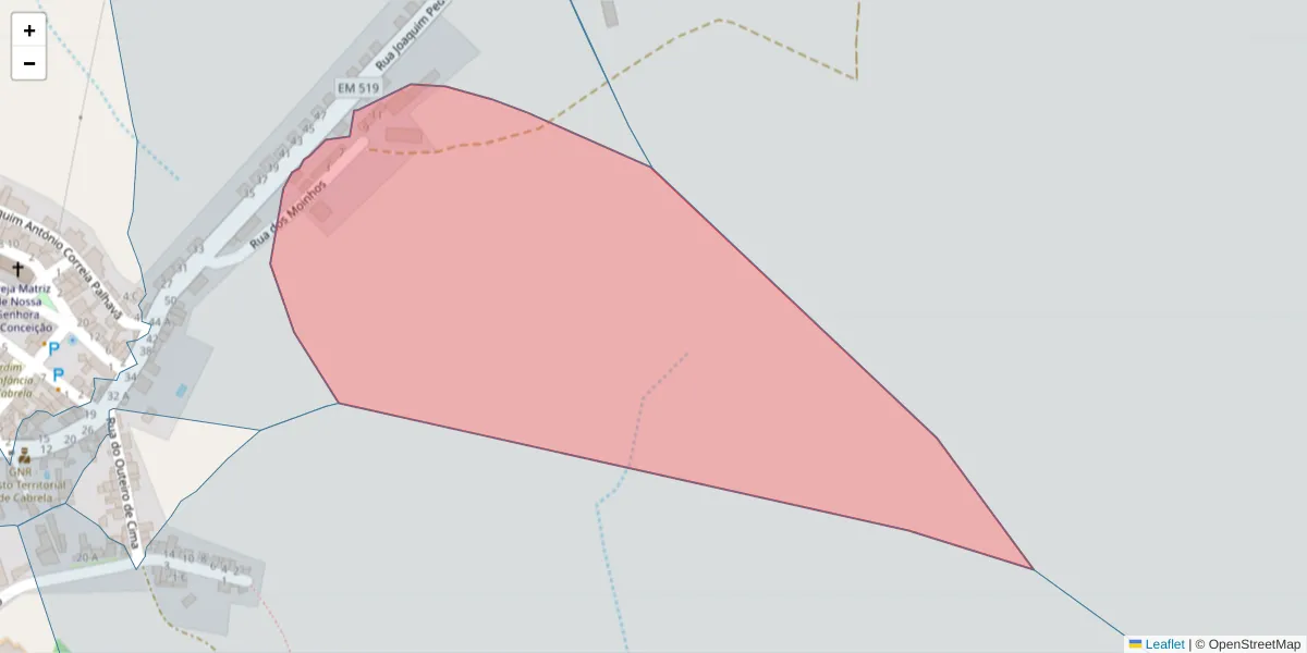 Mapa detalhado do código postal 7050-417 com limites, códigos postais vizinhos e agências dos correios