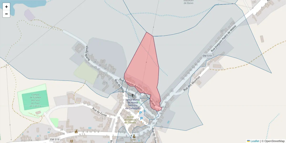 Mapa detalhado do código postal 7050-422 com limites, códigos postais vizinhos e agências dos correios