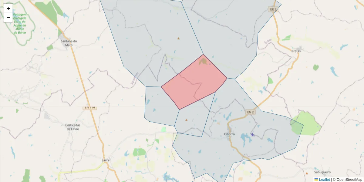 Mapa detalhado do código postal 7050-476 com limites, códigos postais vizinhos e agências dos correios
