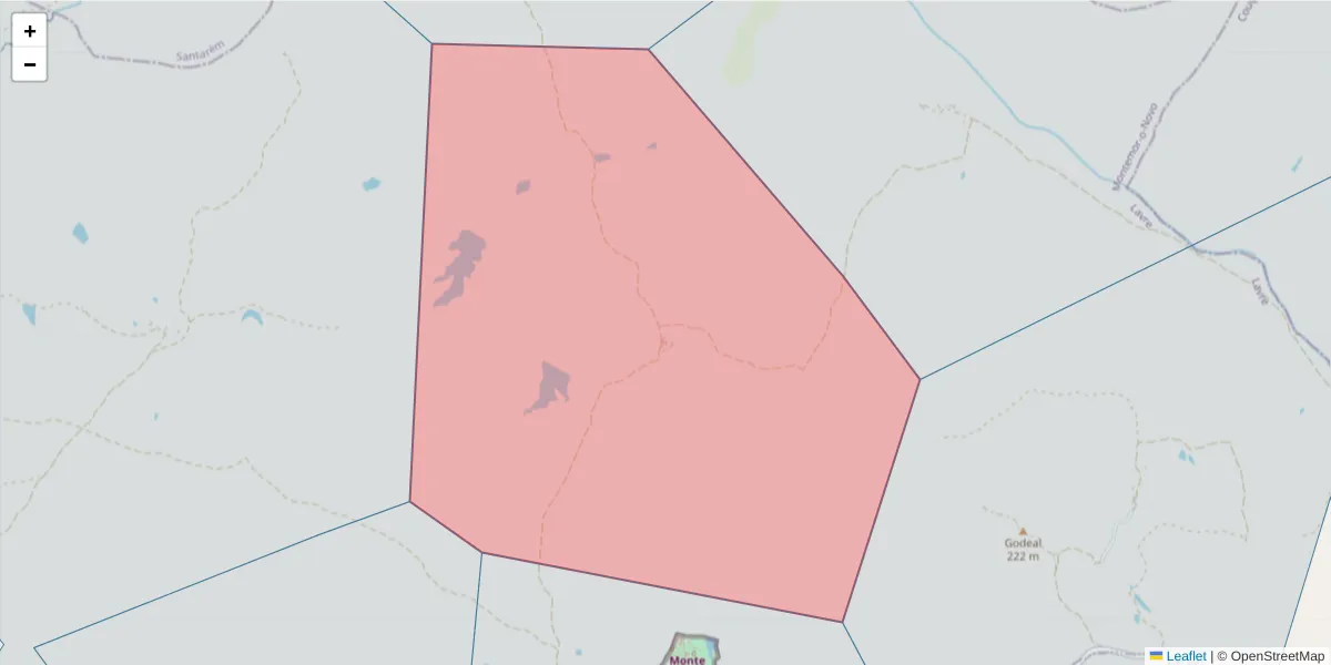 Mapa detalhado do código postal 7050-477 com limites, códigos postais vizinhos e agências dos correios
