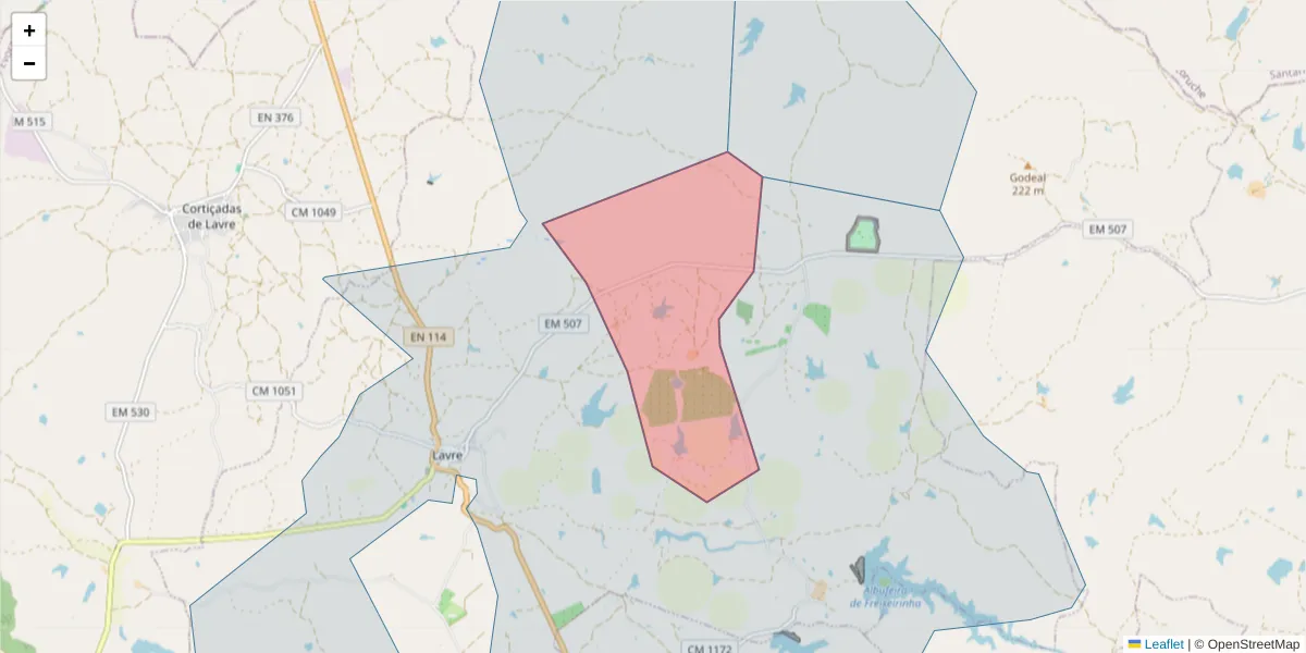 Mapa detalhado do código postal 7050-484 com limites, códigos postais vizinhos e agências dos correios