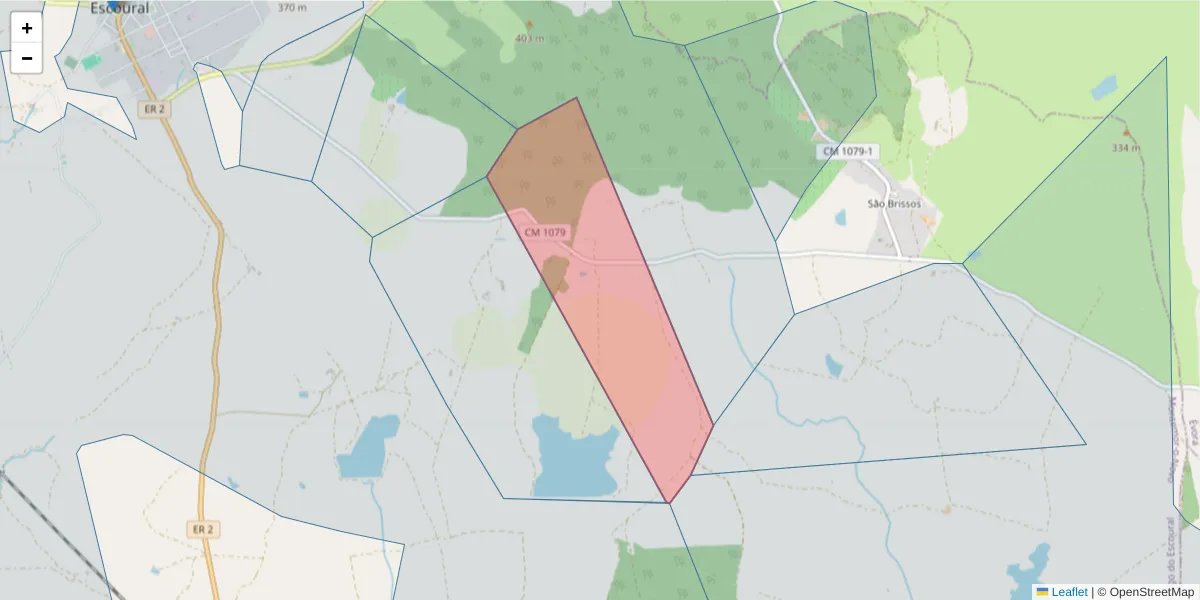 Mapa detalhado do código postal 7050-512 com limites, códigos postais vizinhos e agências dos correios