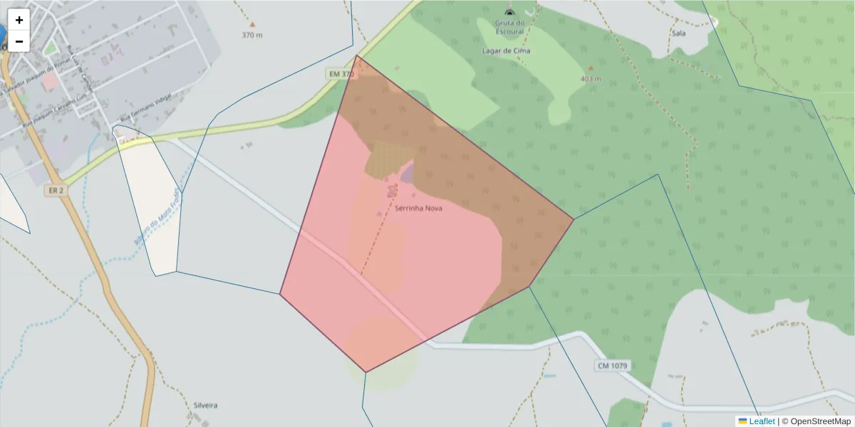 Mapa detalhado do código postal 7050-558 com limites, códigos postais vizinhos e agências dos correios