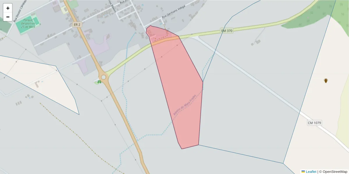 Mapa detalhado do código postal 7050-559 com limites, códigos postais vizinhos e agências dos correios