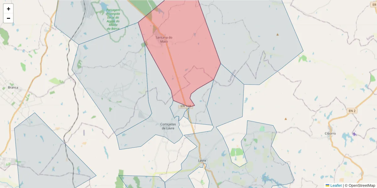 Mapa detalhado do código postal 7050-632 com limites, códigos postais vizinhos e agências dos correios