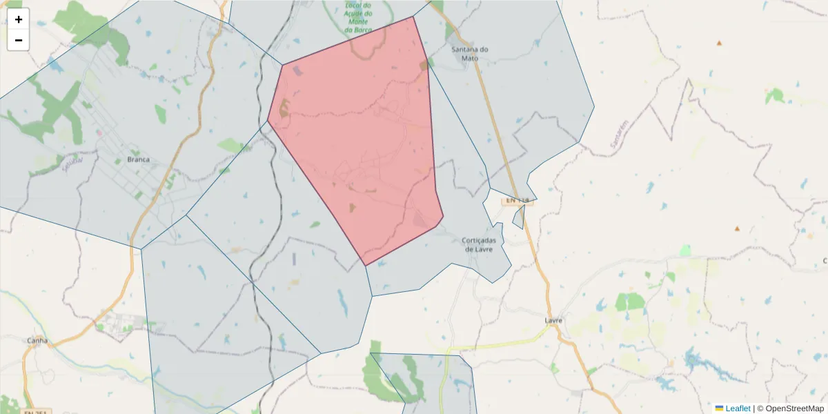Mapa detalhado do código postal 7050-637 com limites, códigos postais vizinhos e agências dos correios