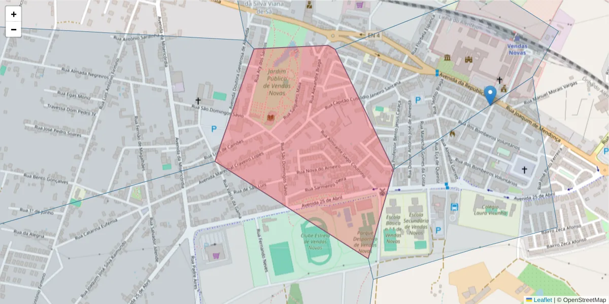 Mapa detalhado do código postal 7080-160 com limites, códigos postais vizinhos e agências dos correios