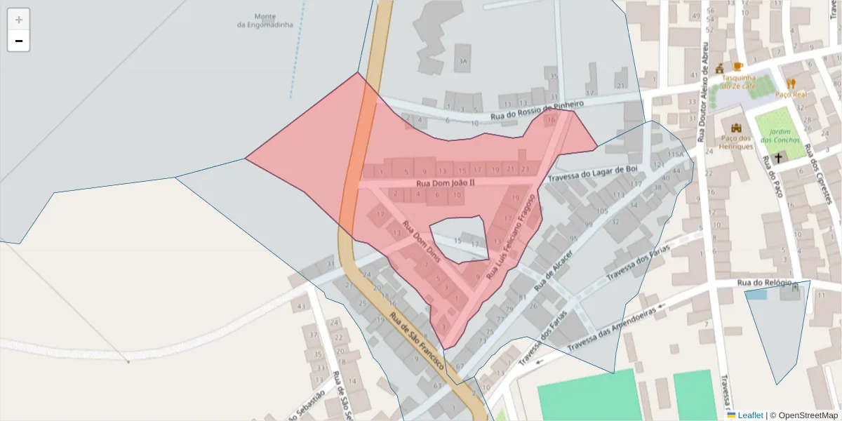 Mapa detalhado do código postal 7090-012 com limites, códigos postais vizinhos e agências dos correios