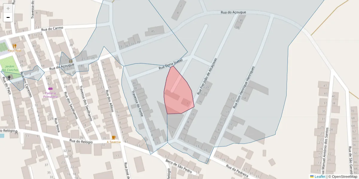 Mapa detalhado do código postal 7090-032 com limites, códigos postais vizinhos e agências dos correios