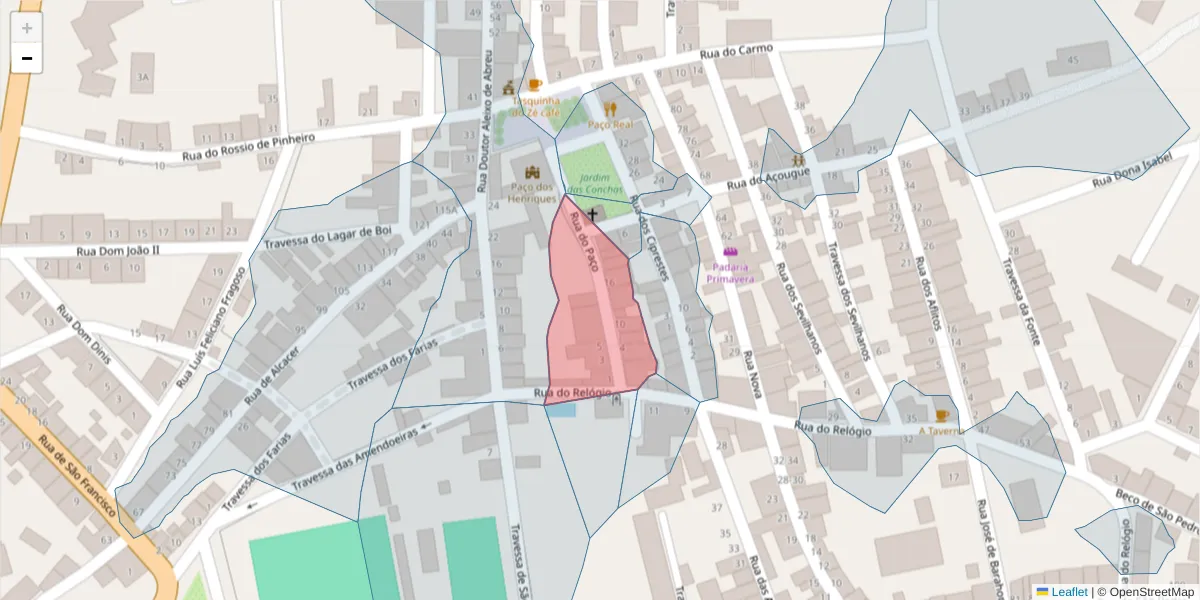Mapa detalhado do código postal 7090-047 com limites, códigos postais vizinhos e agências dos correios