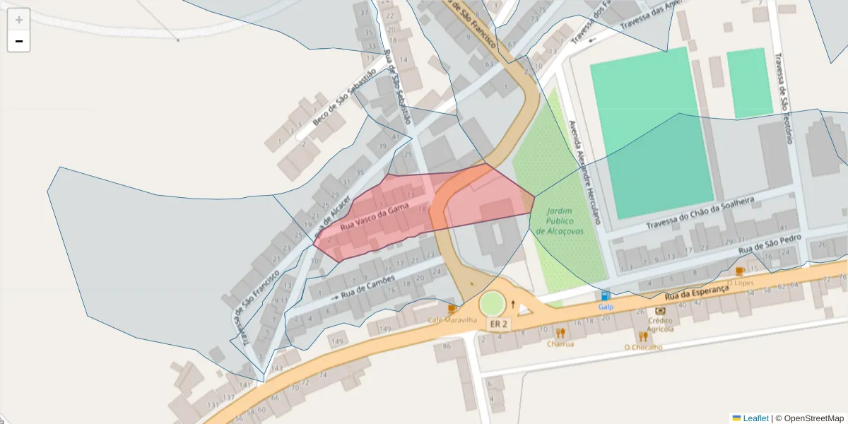 Mapa detalhado do código postal 7090-065 com limites, códigos postais vizinhos e agências dos correios