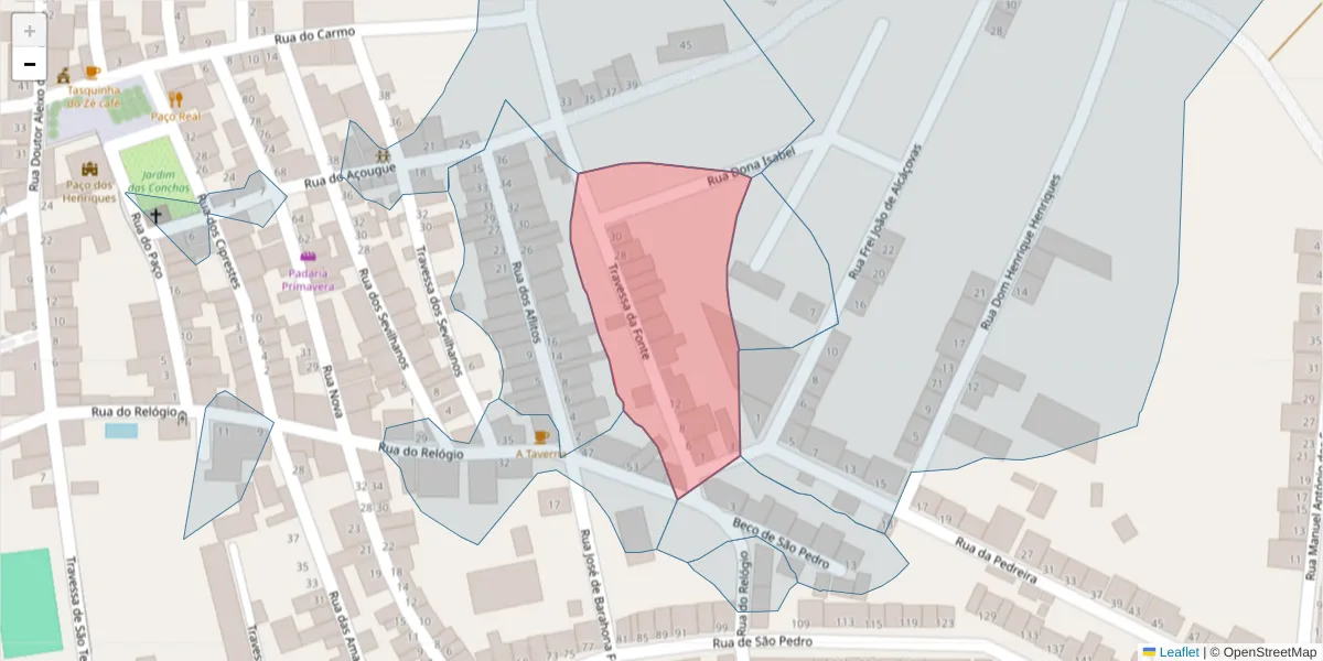 Mapa detalhado do código postal 7090-066 com limites, códigos postais vizinhos e agências dos correios