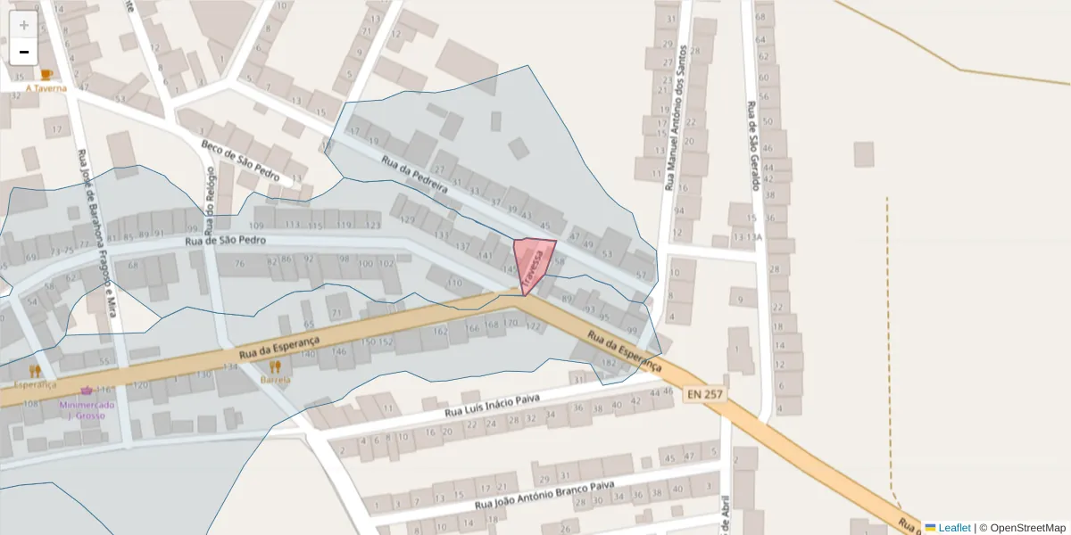 Mapa detalhado do código postal 7090-067 com limites, códigos postais vizinhos e agências dos correios