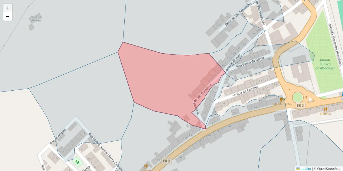 Mapa detalhado do código postal 7090-073 com limites, códigos postais vizinhos e agências dos correios
