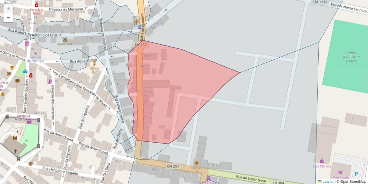 Mapa detalhado do código postal 7090-235 com limites, códigos postais vizinhos e agências dos correios
