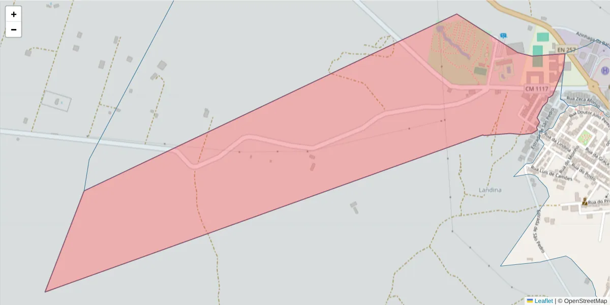 Mapa detalhado do código postal 7090-298 com limites, códigos postais vizinhos e agências dos correios