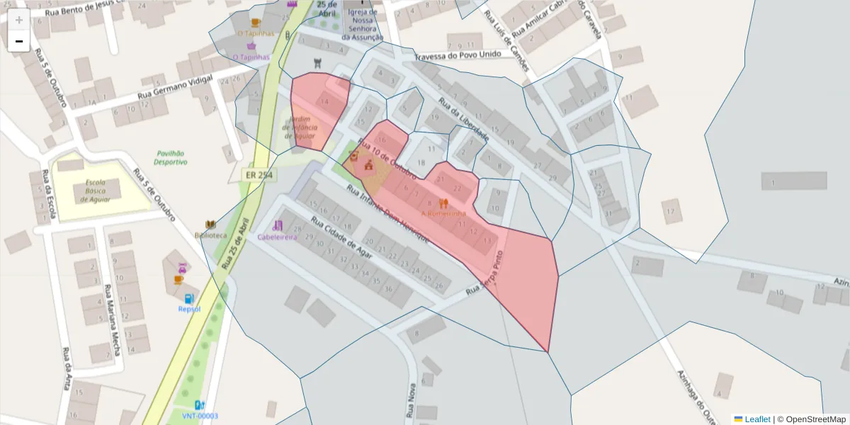 Mapa detalhado do código postal 7090-405 com limites, códigos postais vizinhos e agências dos correios