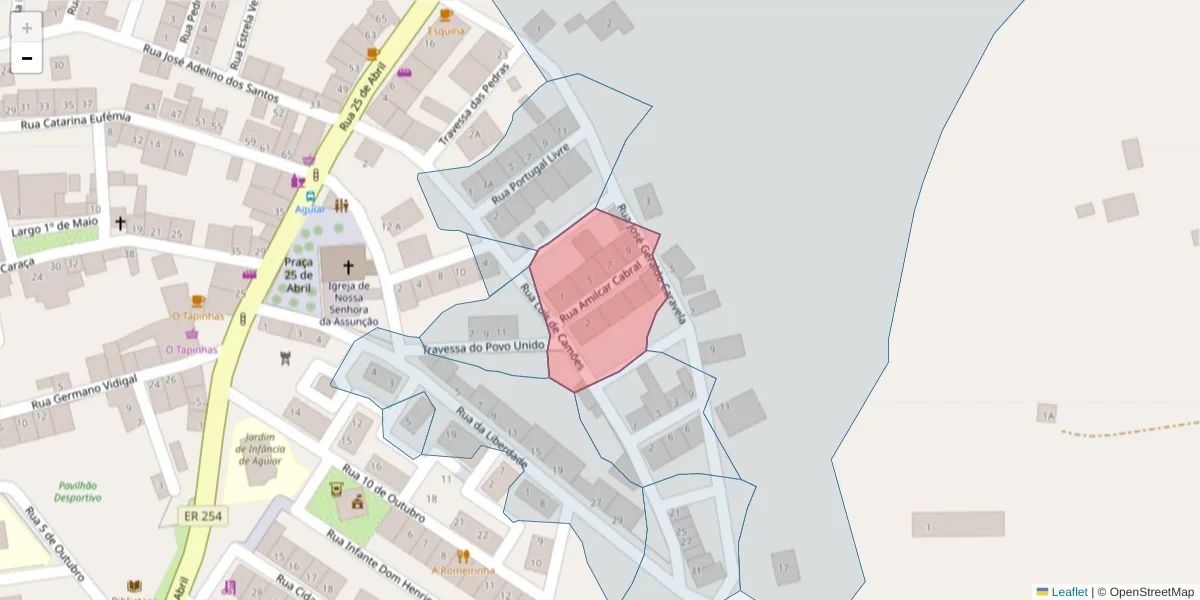 Mapa detalhado do código postal 7090-409 com limites, códigos postais vizinhos e agências dos correios