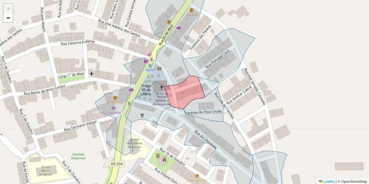 Mapa detalhado do código postal 7090-428 com limites, códigos postais vizinhos e agências dos correios