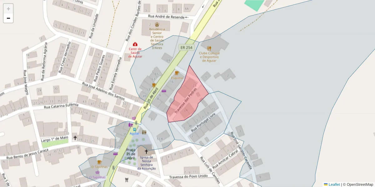 Mapa detalhado do código postal 7090-433 com limites, códigos postais vizinhos e agências dos correios