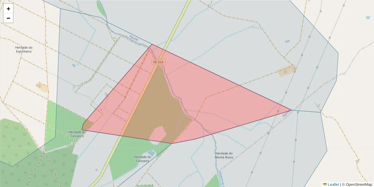Mapa detalhado do código postal 7090 com limites, códigos postais vizinhos e agências dos correios