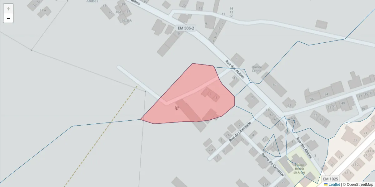 Mapa detalhado do código postal 7100-030 com limites, códigos postais vizinhos e agências dos correios