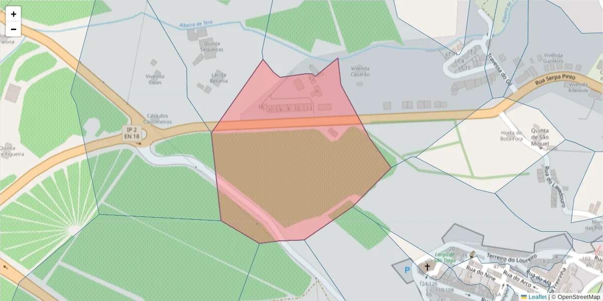 Mapa detalhado do código postal 7100-072 com limites, códigos postais vizinhos e agências dos correios