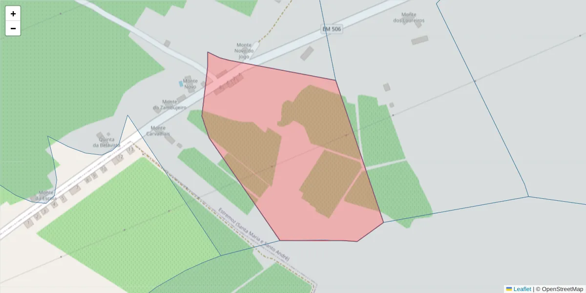 Mapa detalhado do código postal 7100-116 com limites, códigos postais vizinhos e agências dos correios