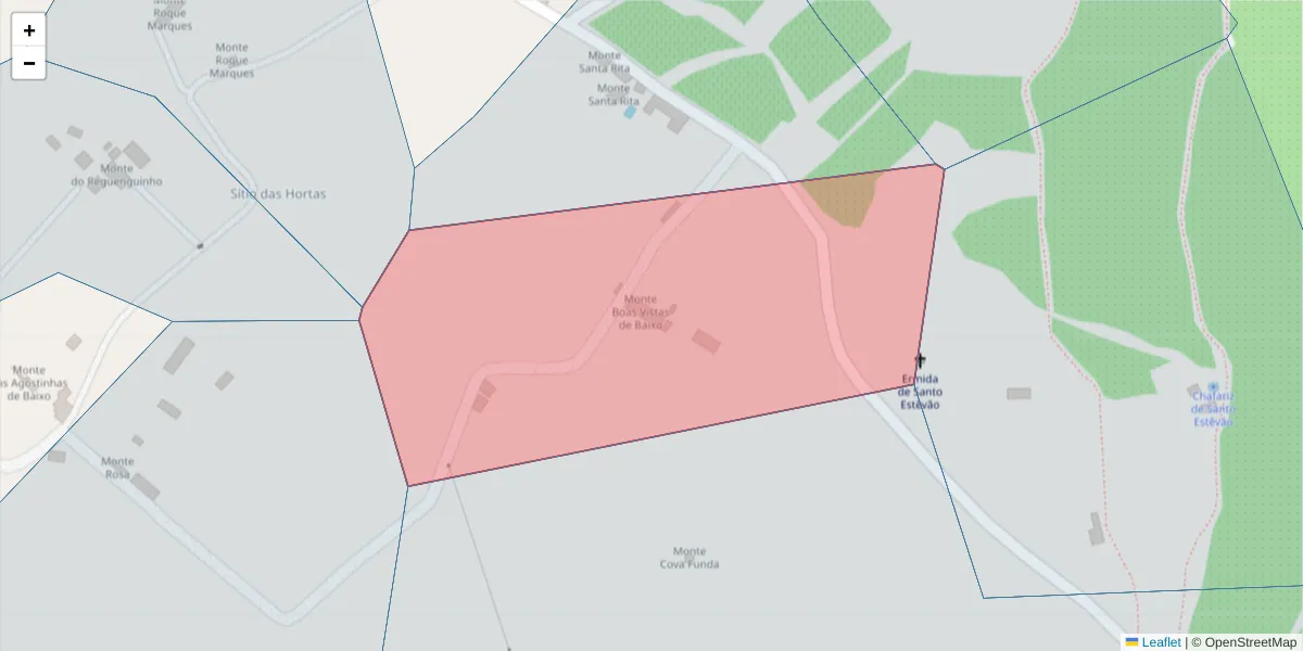 Mapa detalhado do código postal 7100-228 com limites, códigos postais vizinhos e agências dos correios