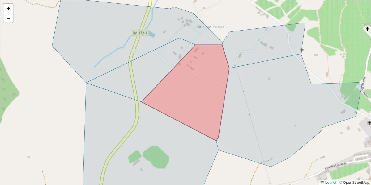 Mapa detalhado do código postal 7100-249 com limites, códigos postais vizinhos e agências dos correios