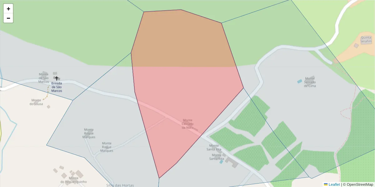Mapa detalhado do código postal 7100-265 com limites, códigos postais vizinhos e agências dos correios