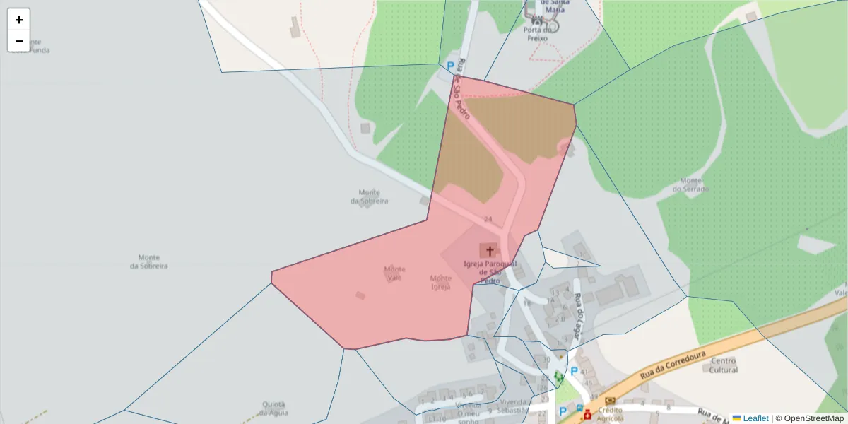 Mapa detalhado do código postal 7100-303 com limites, códigos postais vizinhos e agências dos correios