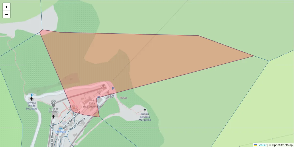 Mapa detalhado do código postal 7100-308 com limites, códigos postais vizinhos e agências dos correios