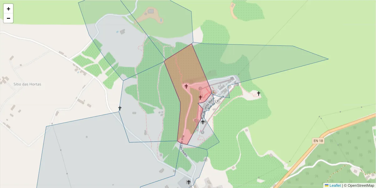 Mapa detalhado do código postal 7100-310 com limites, códigos postais vizinhos e agências dos correios