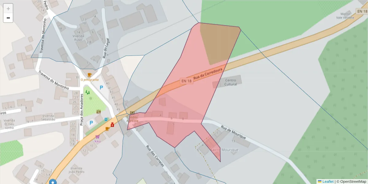 Mapa detalhado do código postal 7100-313 com limites, códigos postais vizinhos e agências dos correios