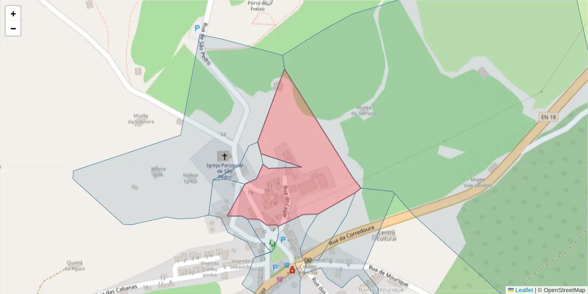 Mapa detalhado do código postal 7100-316 com limites, códigos postais vizinhos e agências dos correios