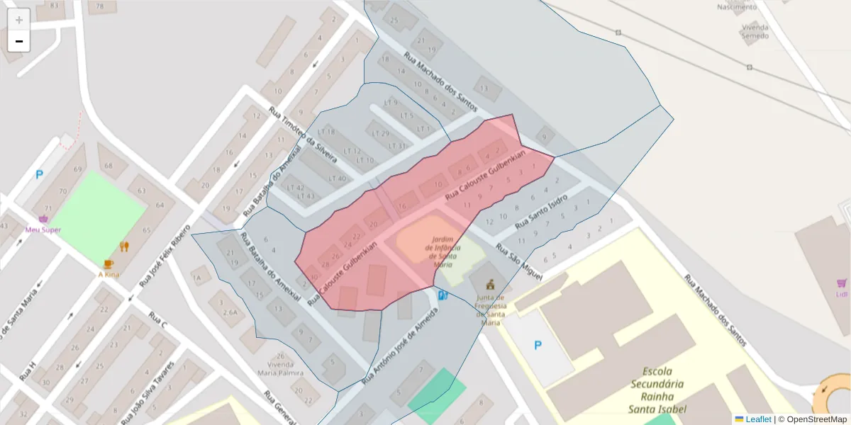 Mapa detalhado do código postal 7100-460 com limites, códigos postais vizinhos e agências dos correios