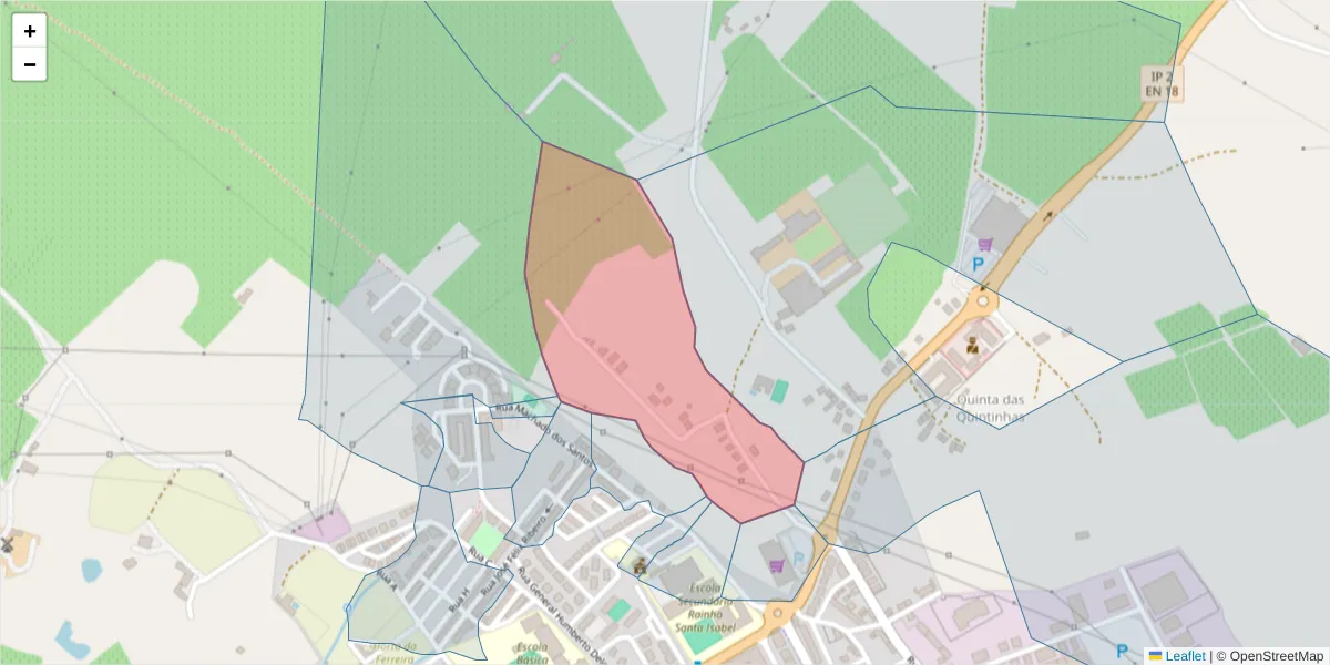 Mapa detalhado do código postal 7100-573 com limites, códigos postais vizinhos e agências dos correios