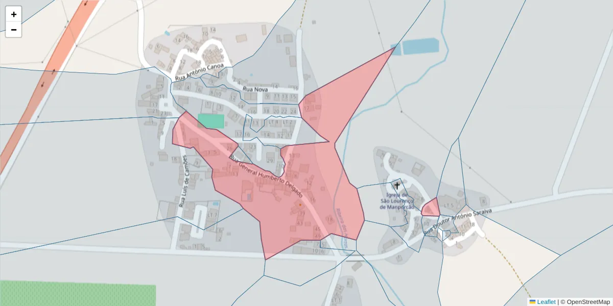 Mapa detalhado do código postal 7100-666 com limites, códigos postais vizinhos e agências dos correios