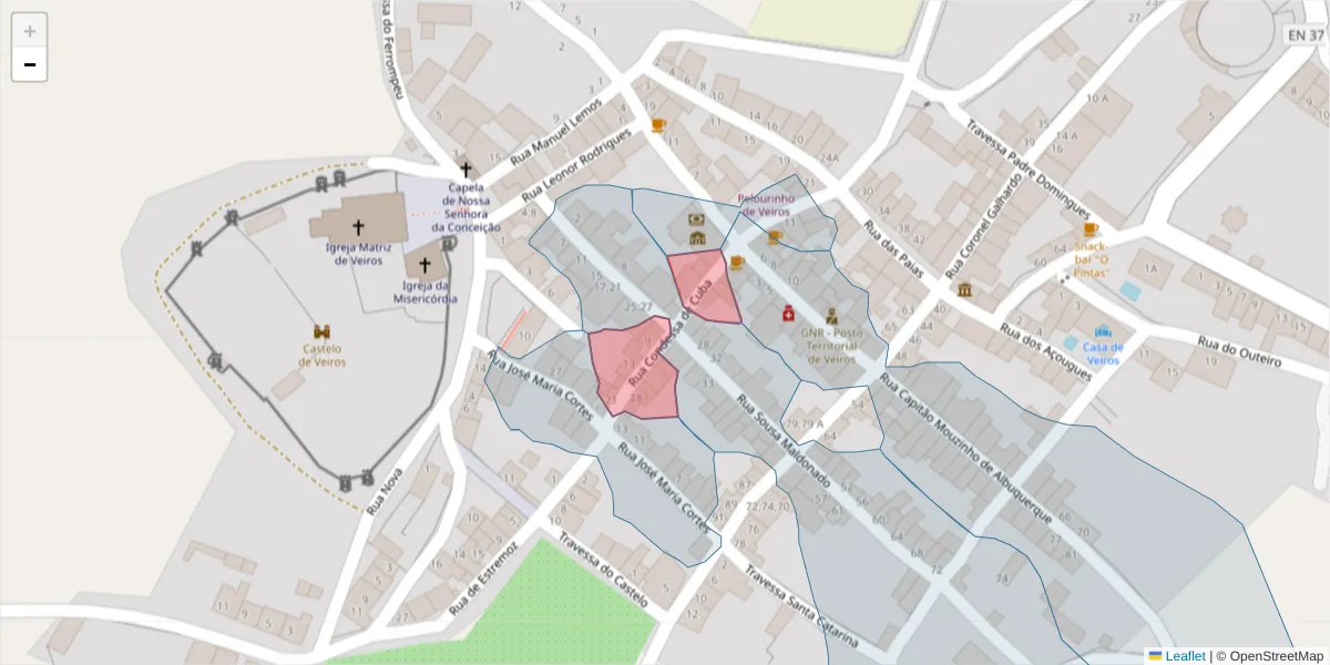 Mapa detalhado do código postal 7100-691 com limites, códigos postais vizinhos e agências dos correios