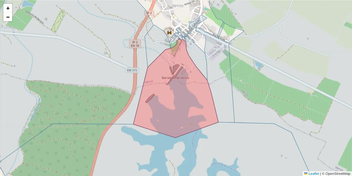 Mapa detalhado do código postal 7100-694 com limites, códigos postais vizinhos e agências dos correios