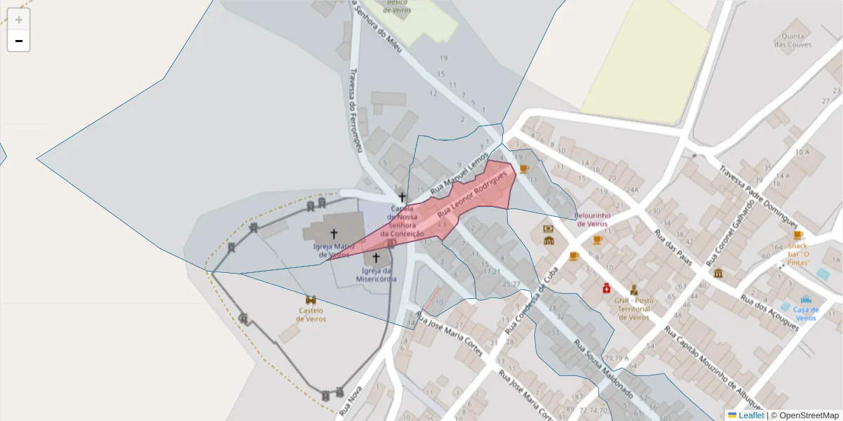 Mapa detalhado do código postal 7100-704 com limites, códigos postais vizinhos e agências dos correios