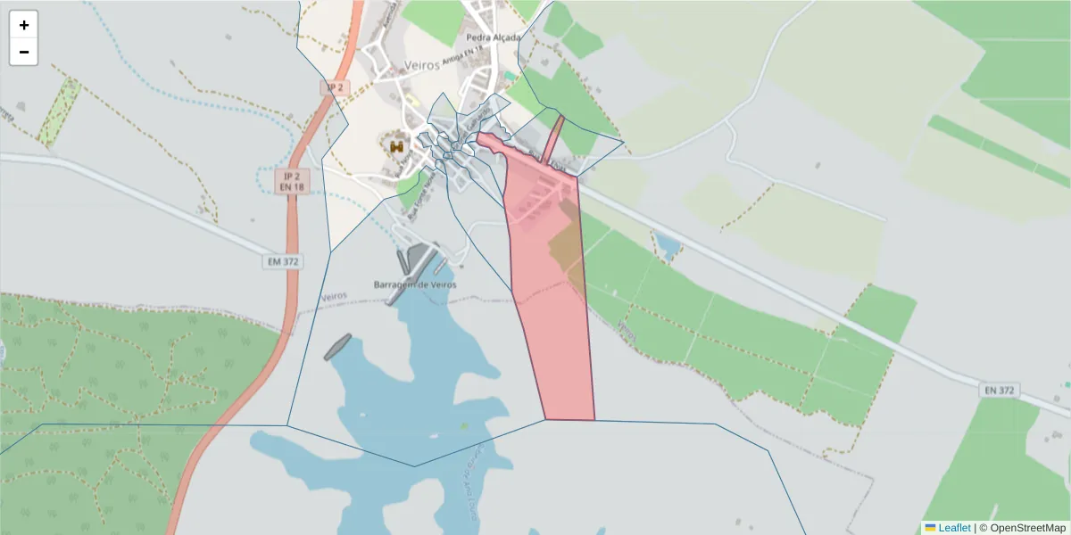 Mapa detalhado do código postal 7100-707 com limites, códigos postais vizinhos e agências dos correios