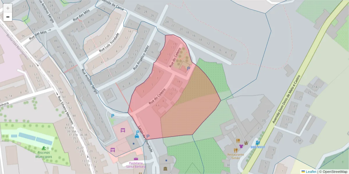 Mapa detalhado do código postal 7150-126 com limites, códigos postais vizinhos e agências dos correios