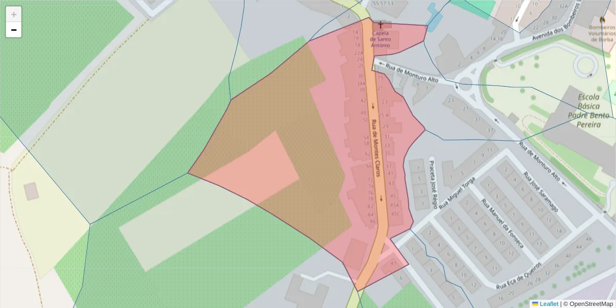 Mapa detalhado do código postal 7150-138 com limites, códigos postais vizinhos e agências dos correios